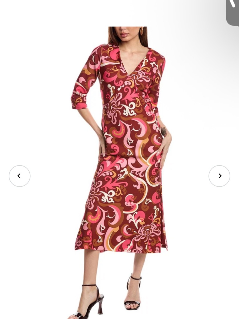 NWT Mestiza Marilyn Midi Swirl Print V-Neck Midi Dress